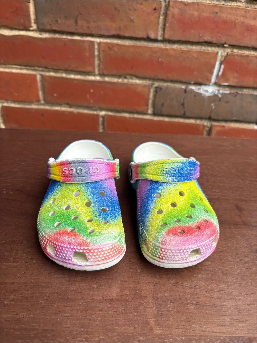 CROCS Kids Tie-Dye Slip-On Clogs in Rainbow Colors